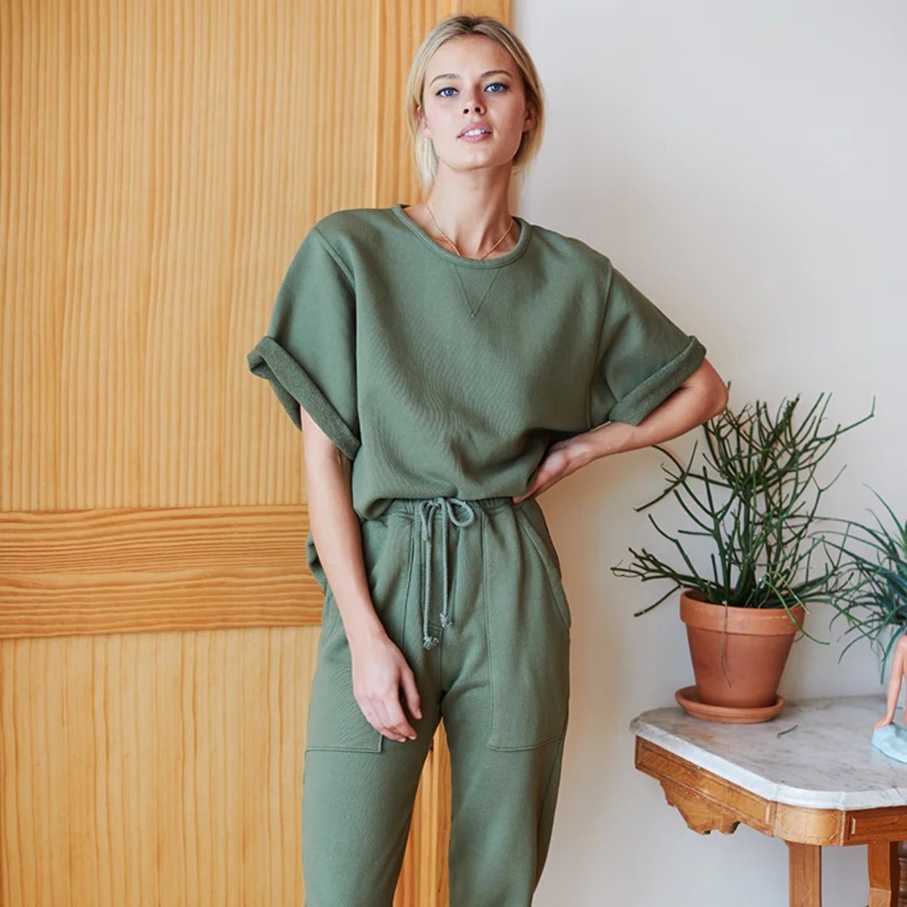 EMERSON FRY SHORT SLEEVE SWEATSHIRT – OLIVE GREEN